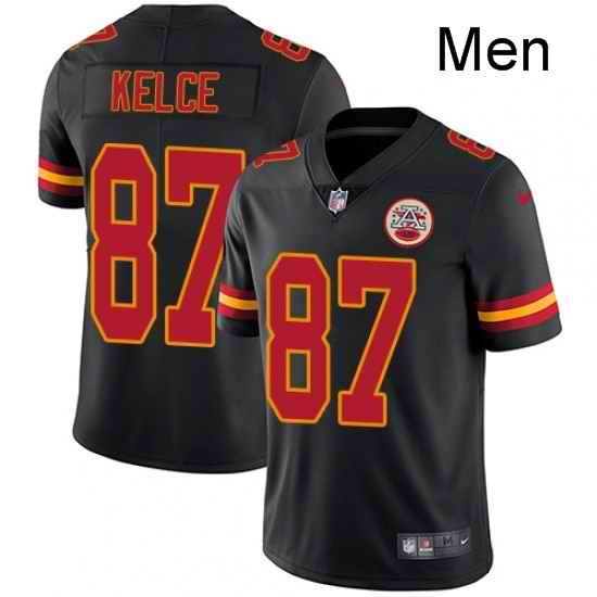 Men Nike Kansas City Chiefs 87 Travis Kelce Limited Black Rush Vapor Untouchable NFL Jersey